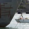 VERY near miss in the harbour!