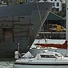 VERY near miss in the harbour!